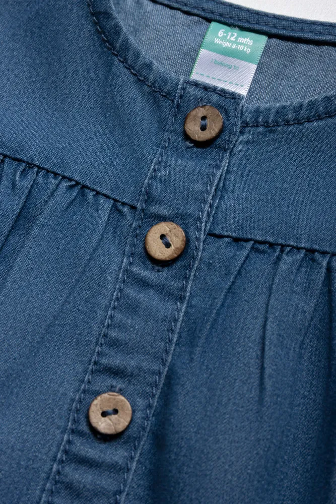 A-Line Button Through Dress Blue