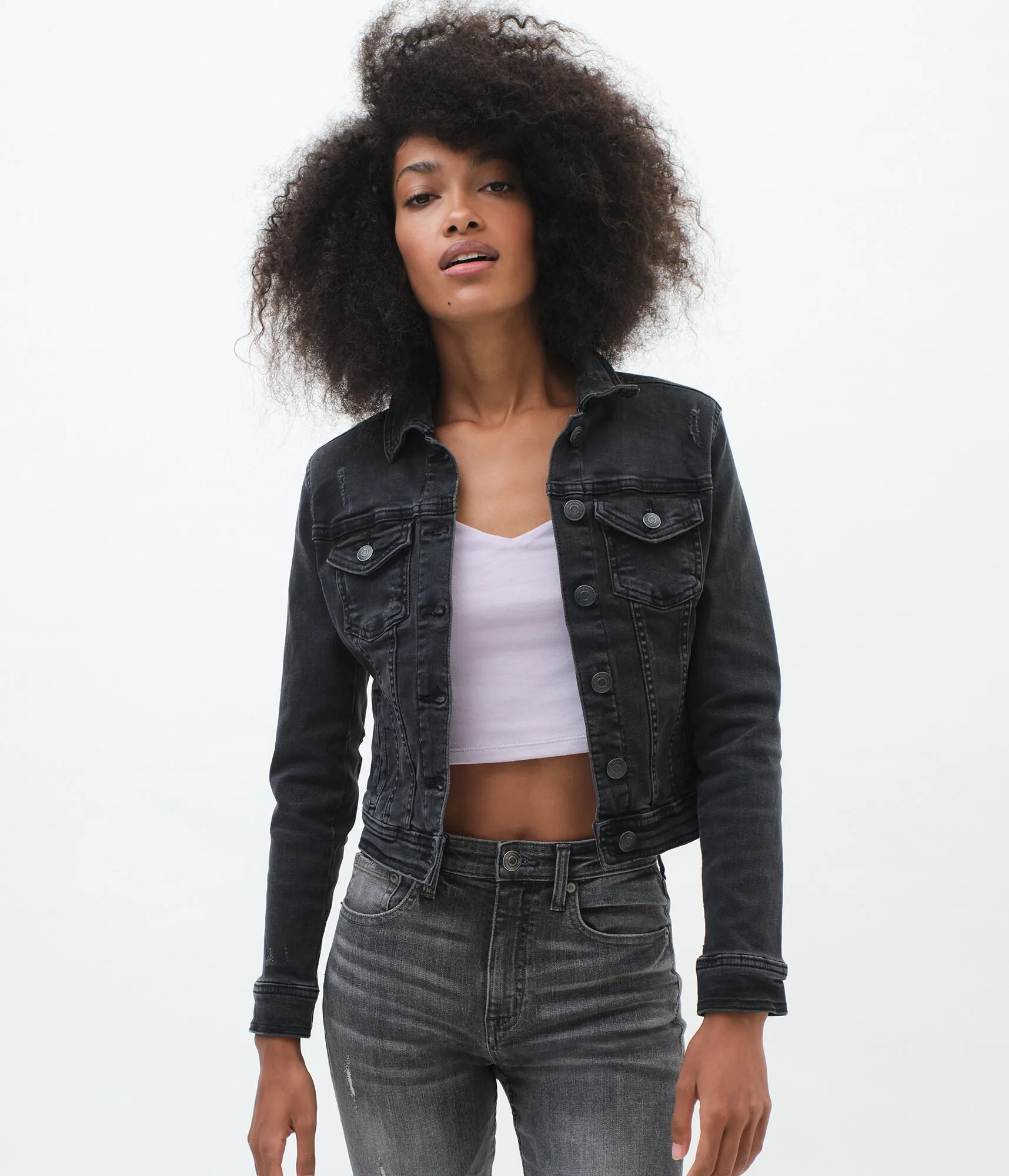 Aeropostale Seriously Stretchy Black Wash Denim Jacket