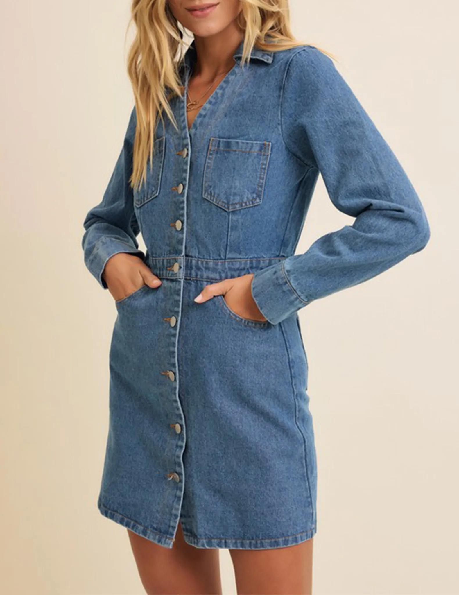 Alexia Long Sleeve Denim Mini Dress