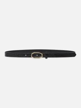 Angular Buckle Belt -- Black Croc