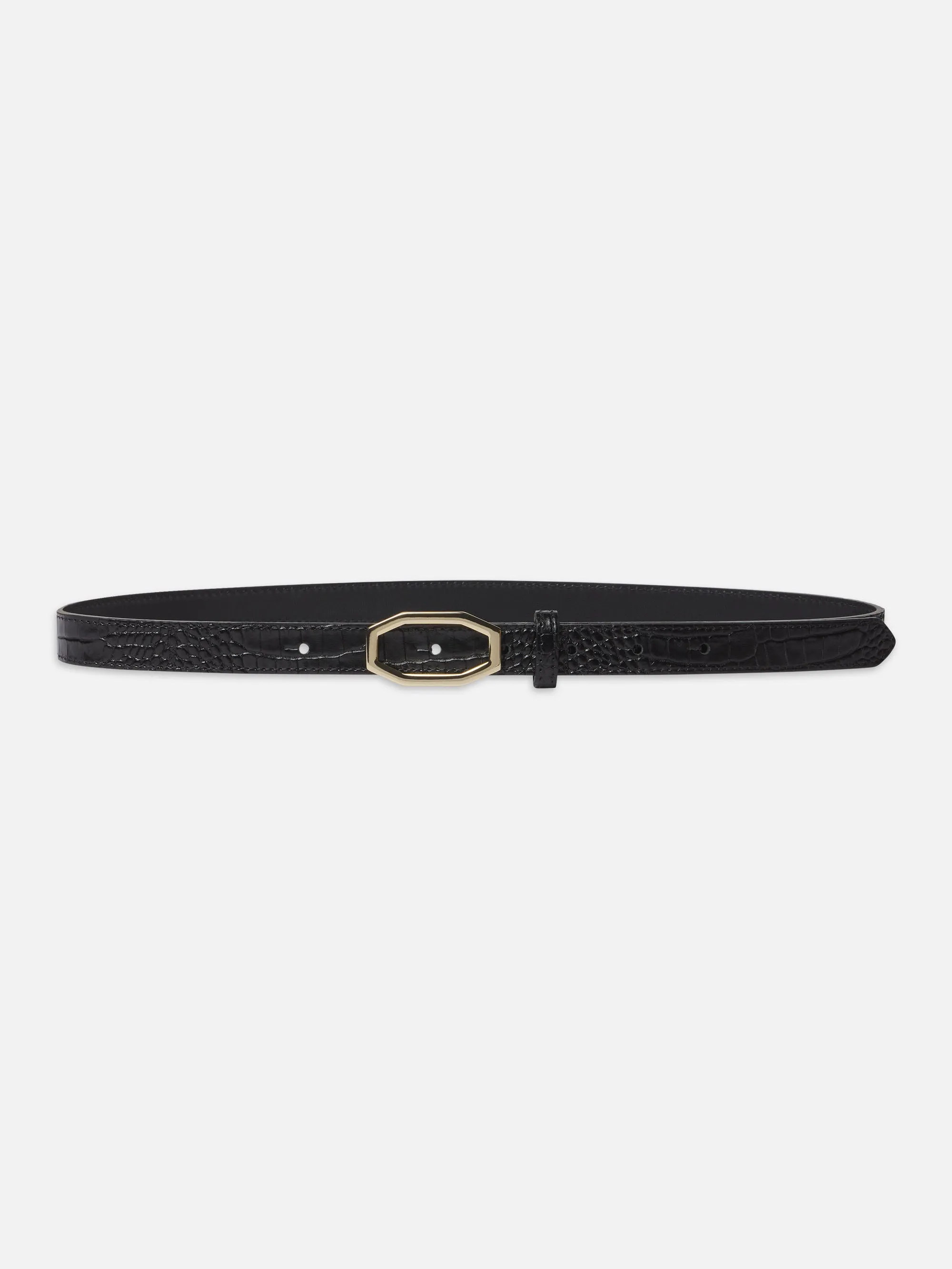 Angular Buckle Belt -- Black Croc