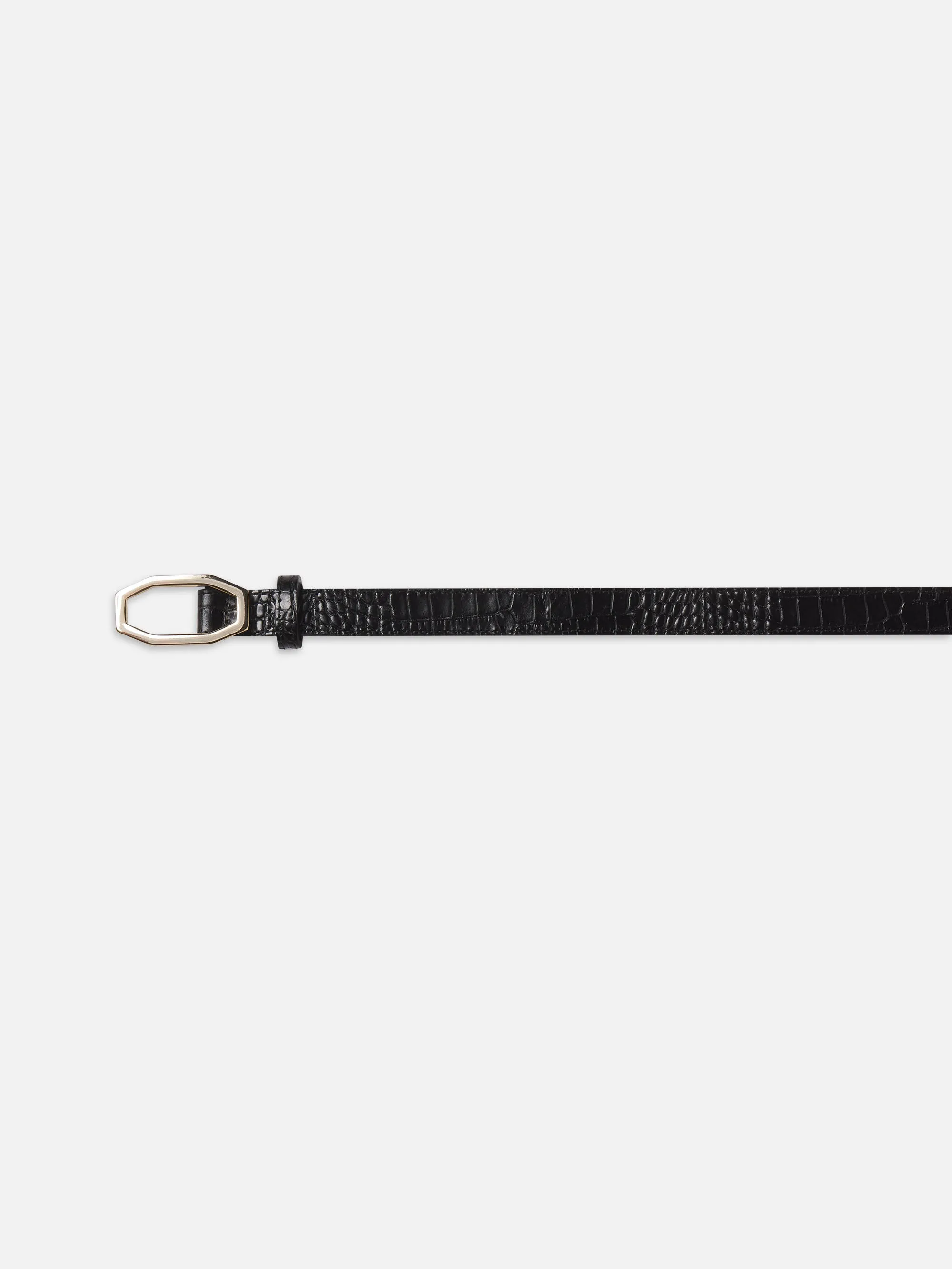 Angular Buckle Belt -- Black Croc