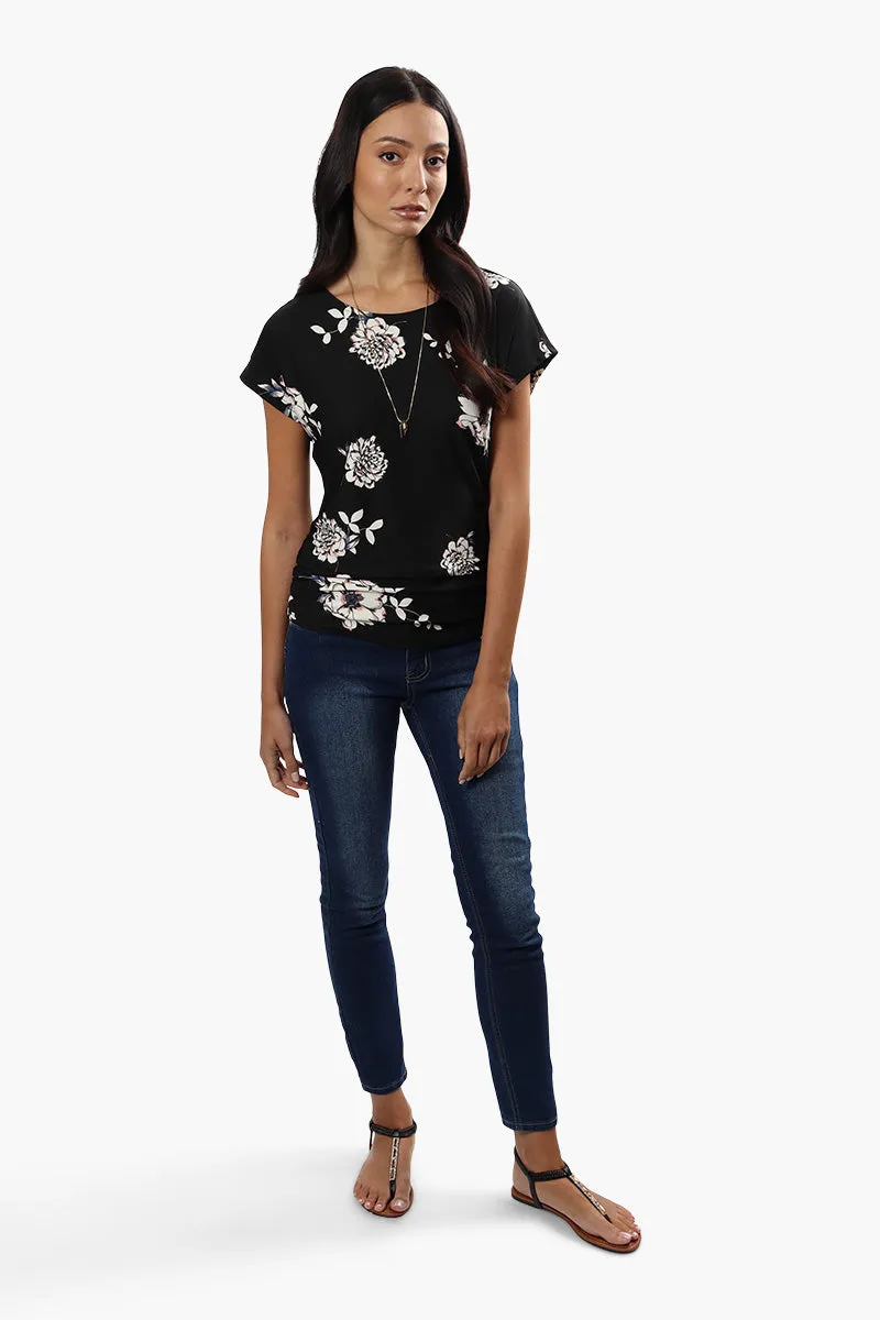 Beechers Brook Floral Side Cinched Shirt - Black