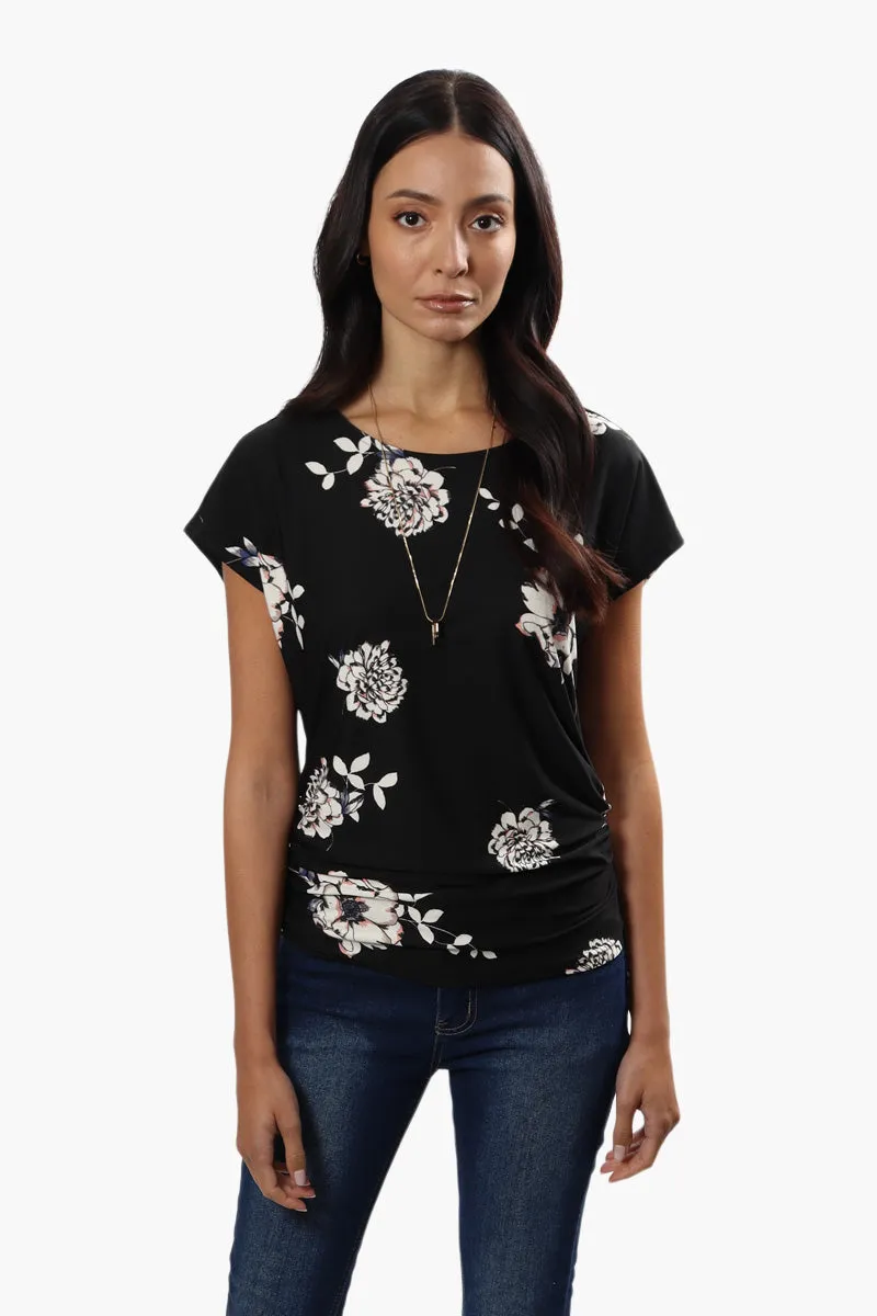 Beechers Brook Floral Side Cinched Shirt - Black