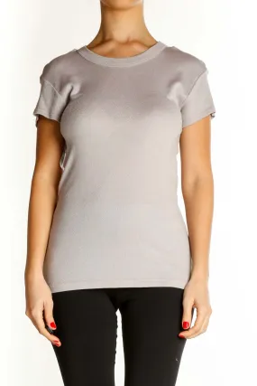 Beige Solid Casual T-Shirt