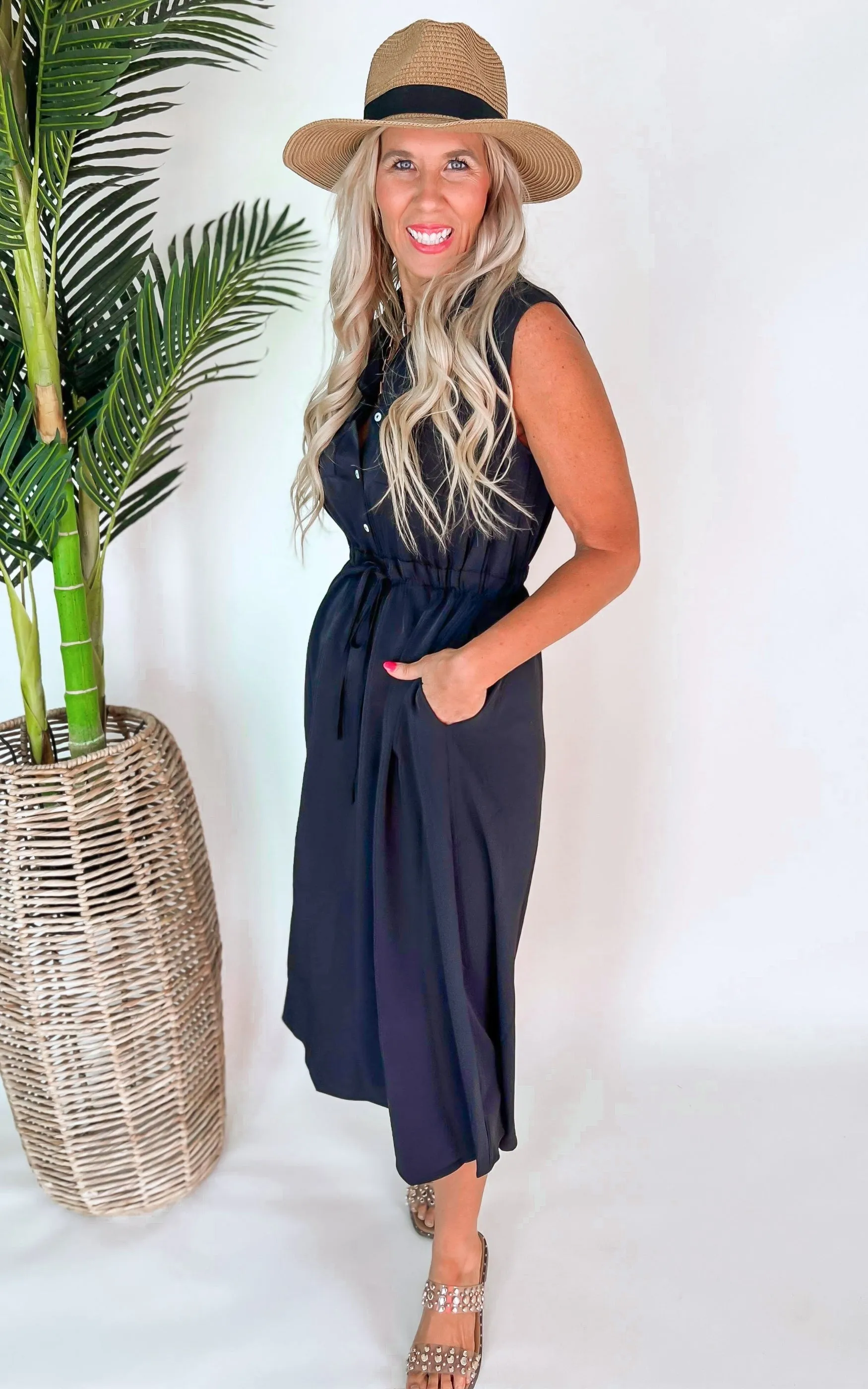 Black Magic Sleeveless Midi Dress - Final Sale