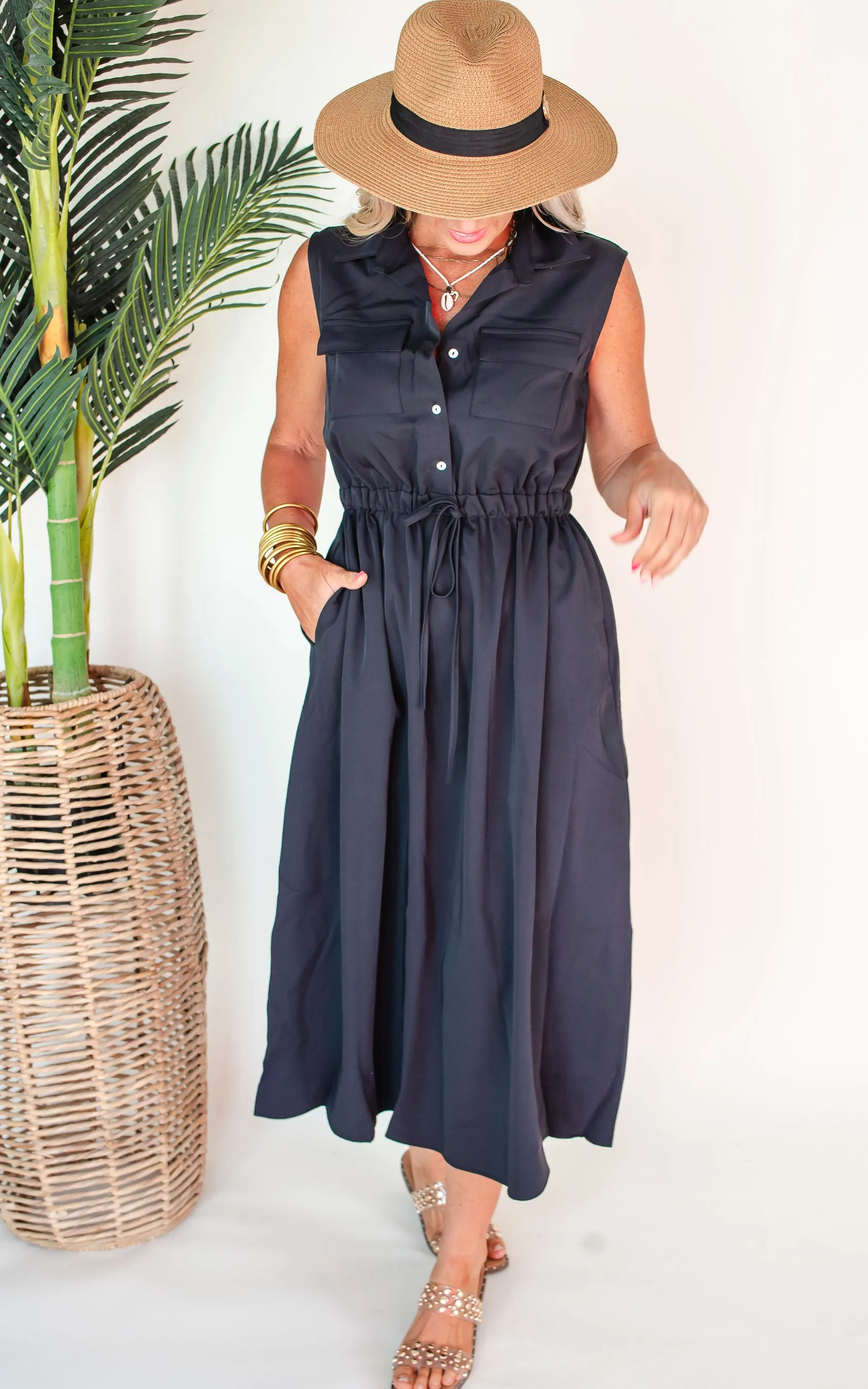 Black Magic Sleeveless Midi Dress - Final Sale