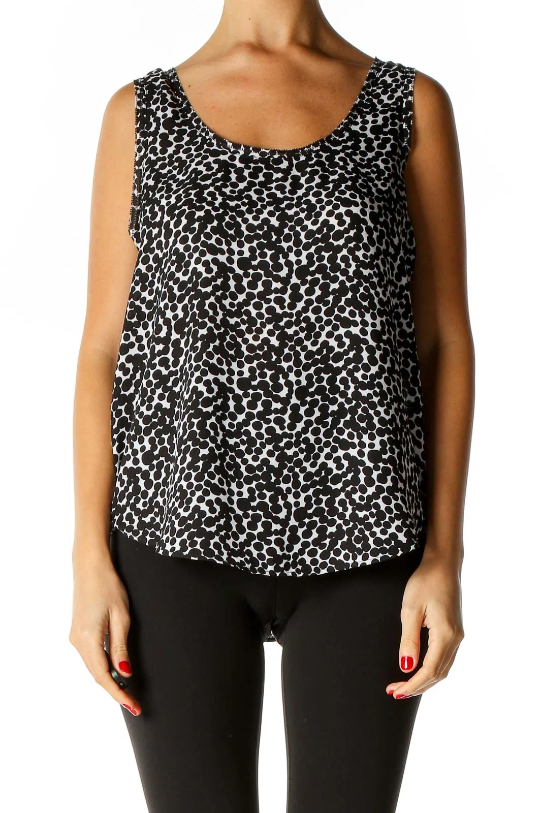 Black Object Print Casual Blouse