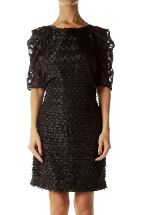 Black Sparkly Short Sleeve Dress