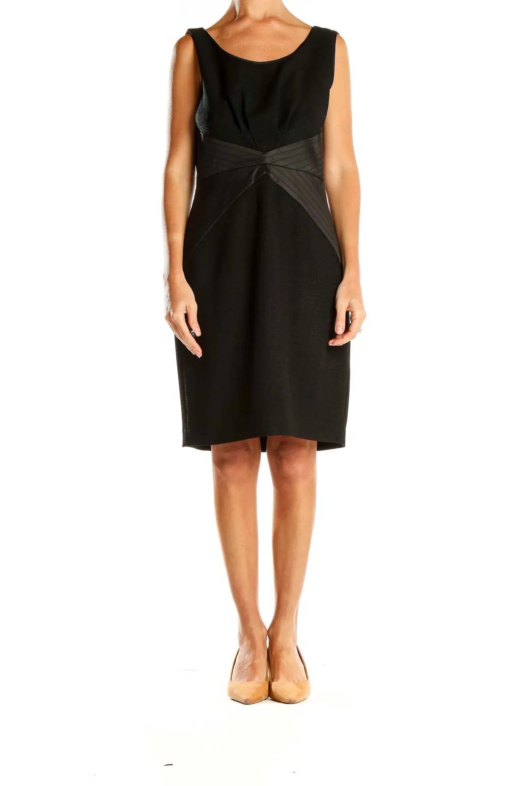 Black Work Waist Detail Sheath Dress