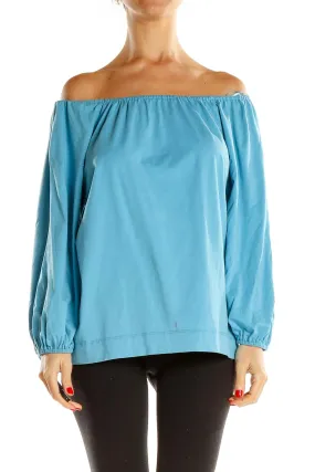 Blue Casual Off The Shoulder Top