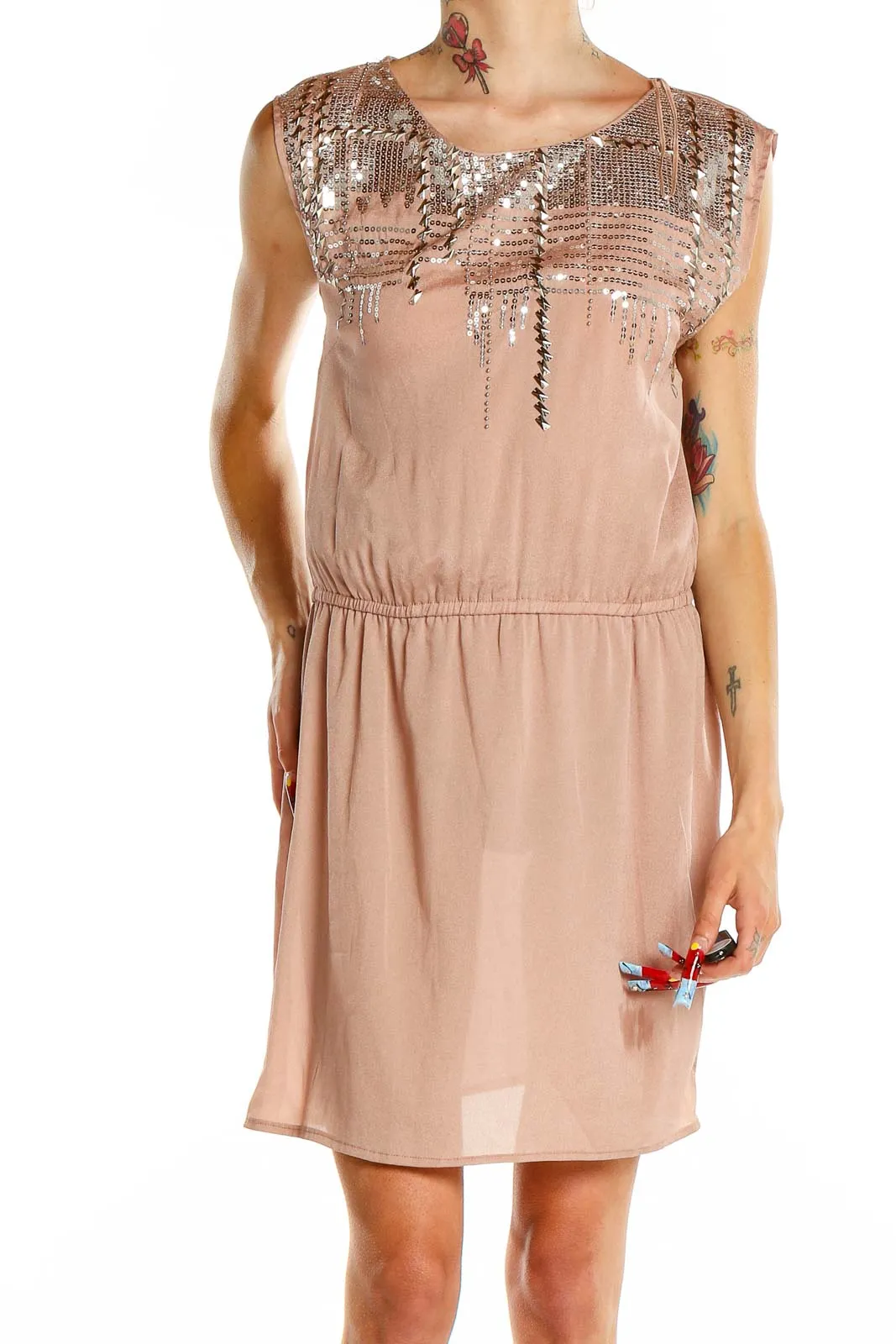 Blush Sequined Sleeveless Mini Dress