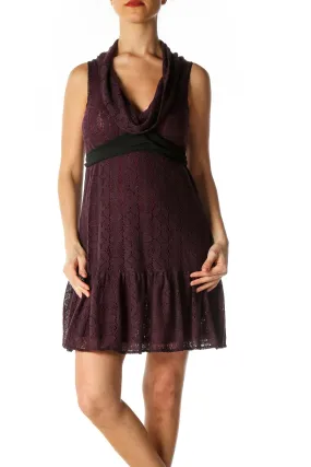 Burgundy Lace Cowl Neck Dress