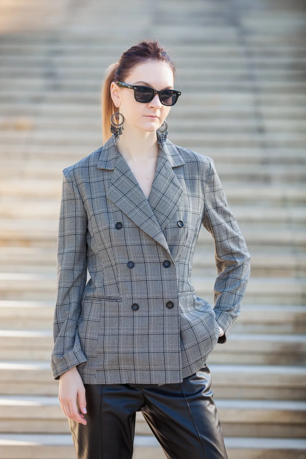 CHECKED DOUBLE-BREASTED JACKET