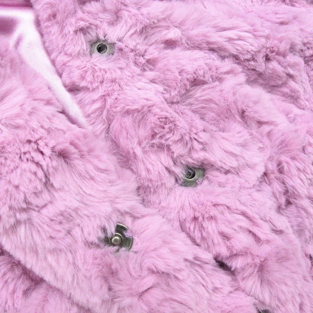 Cleo Faux Fur Coat | Pink Mousse