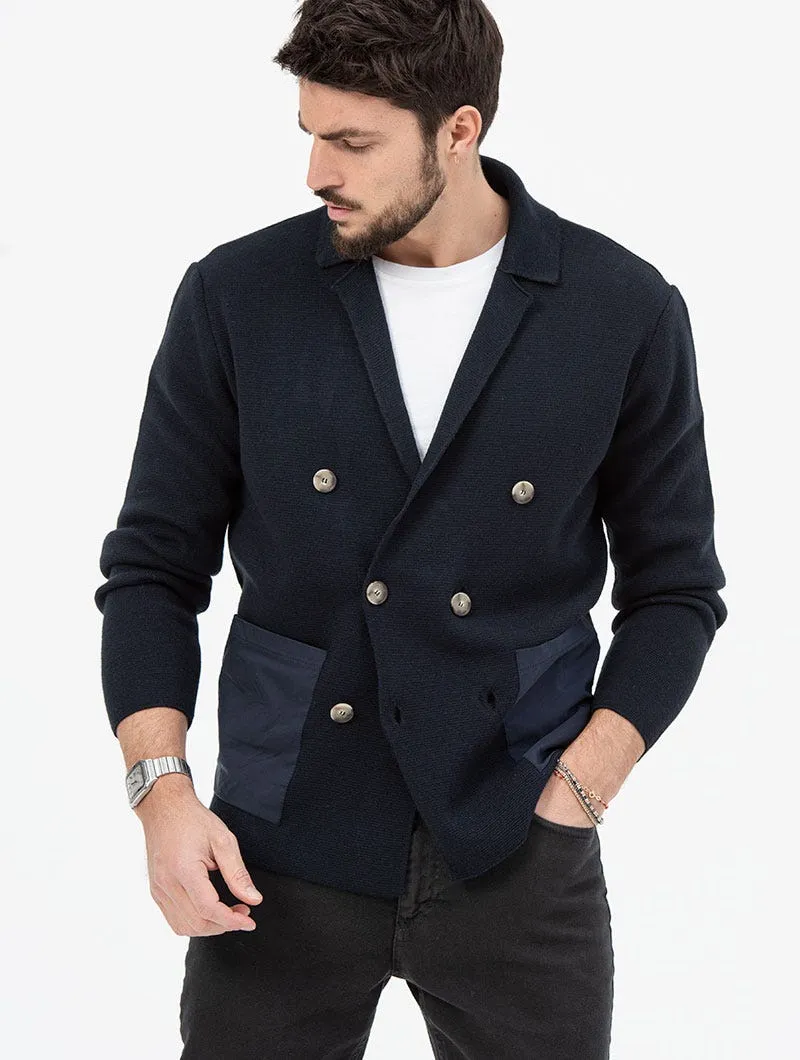 COLE DOUBLE BREASTED BLAZER IN DARK BLUE