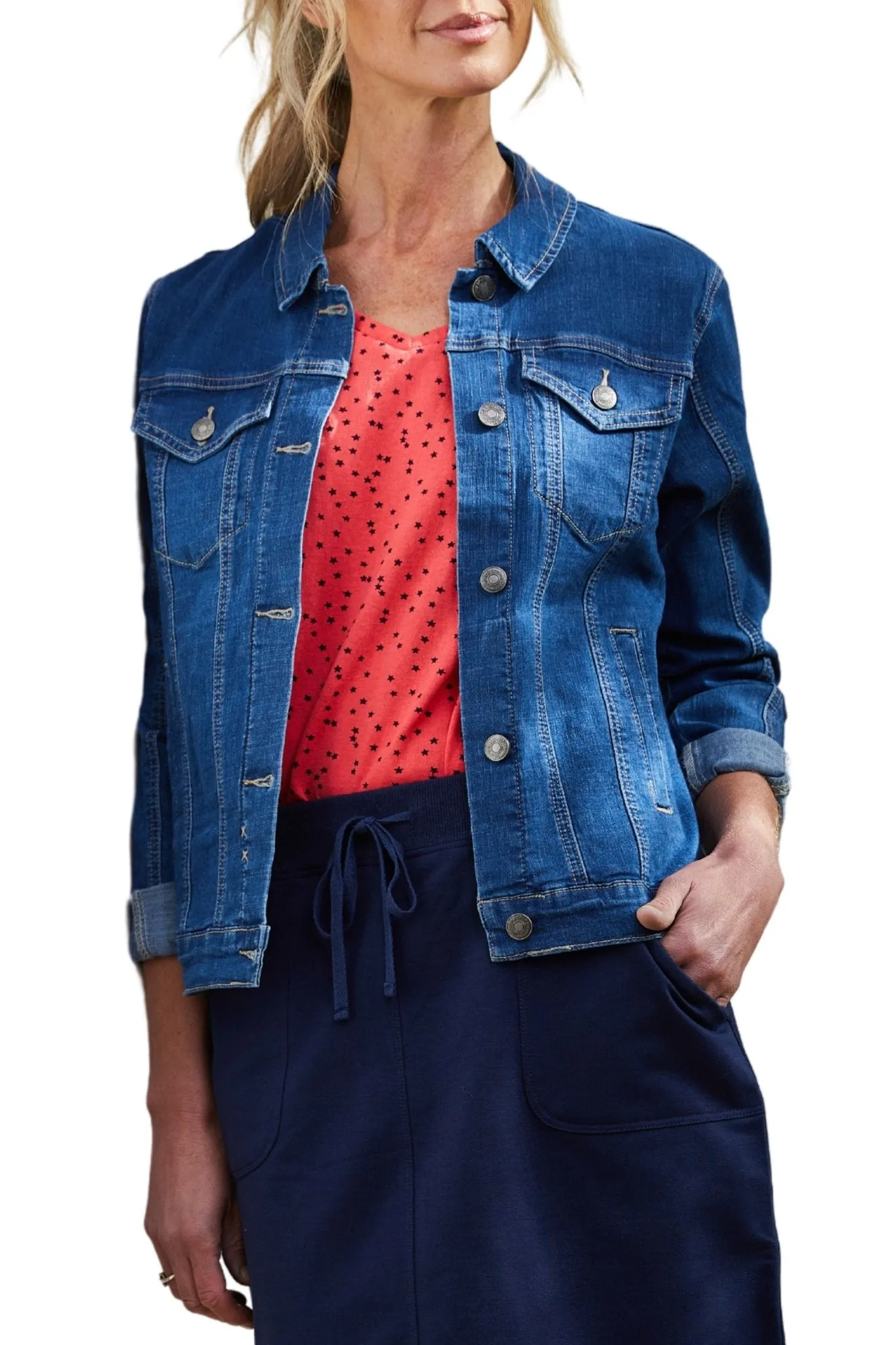 COLLARED DENIM JACKET - 37882T