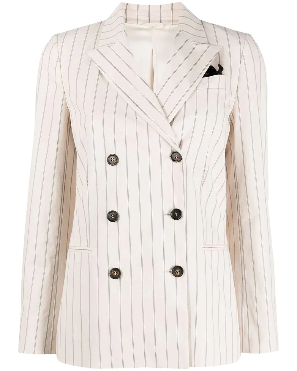 Cream and Black Striped Double Breasted Blazer