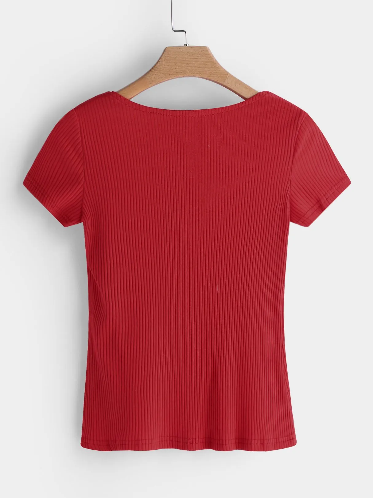 Custom V-Neck Lace-Up Short Sleeve Red T-Shirts