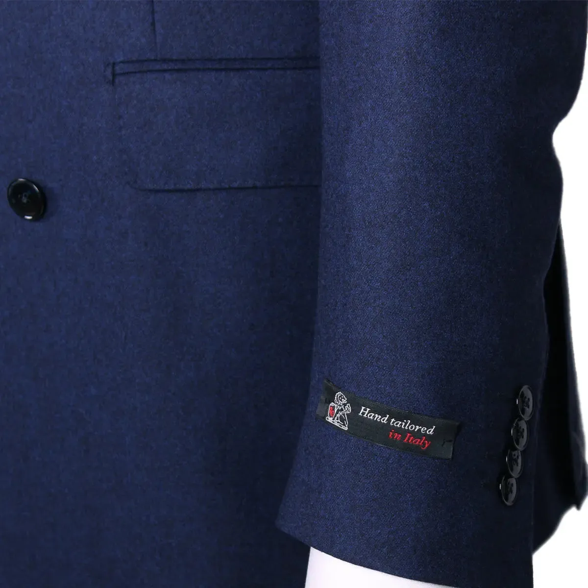 Dark Navy Wool Flannel Double-Breasted Suit