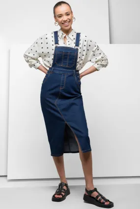 Denim Dungaree Dress Blue