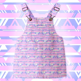 Denim Dungaree Dress - Pink Retro