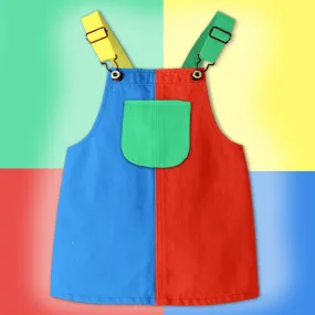 Denim Dungaree Dress - Primary Colour Block