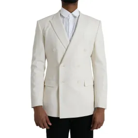 Dolce & Gabbana White Wool MARTINI Double Breasted Blazer