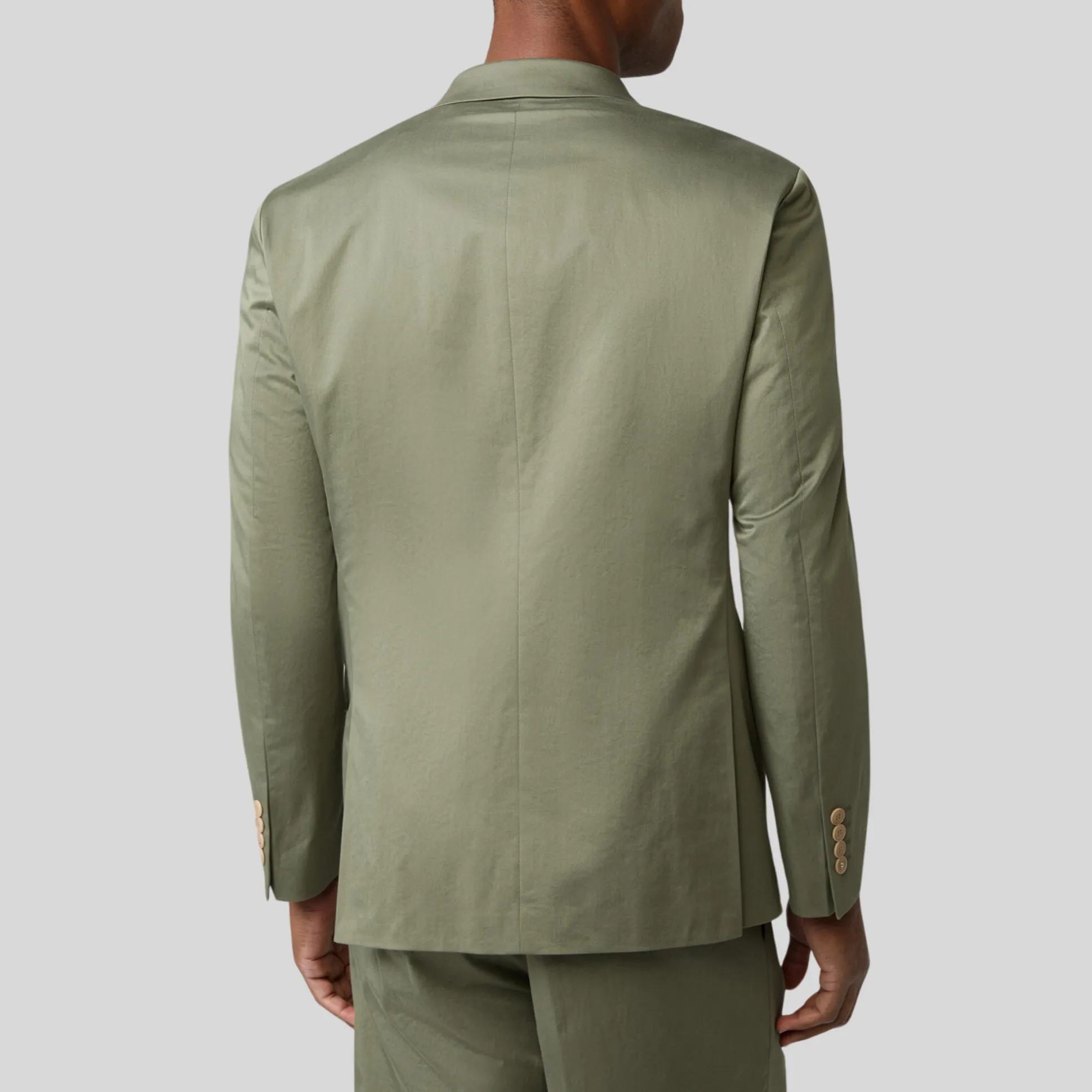 Double Breasted Cotton Stretch Blazer - Olive