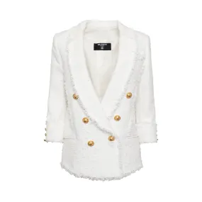 Double Breasted Tweed Pyjama Blazer in White