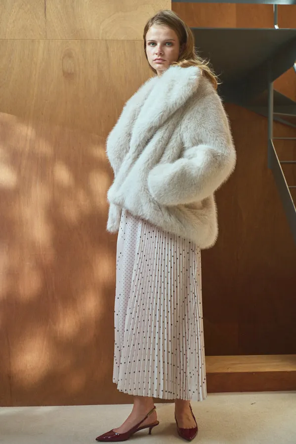 Elisa Faux Fur Coat <br>-Silver.WHT-