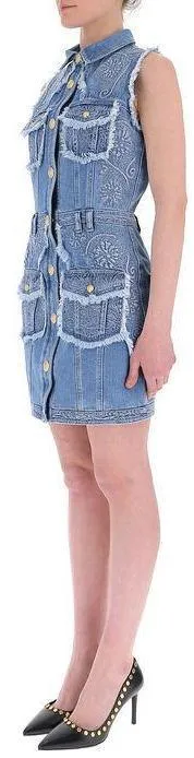 Embroidered Denim Dress