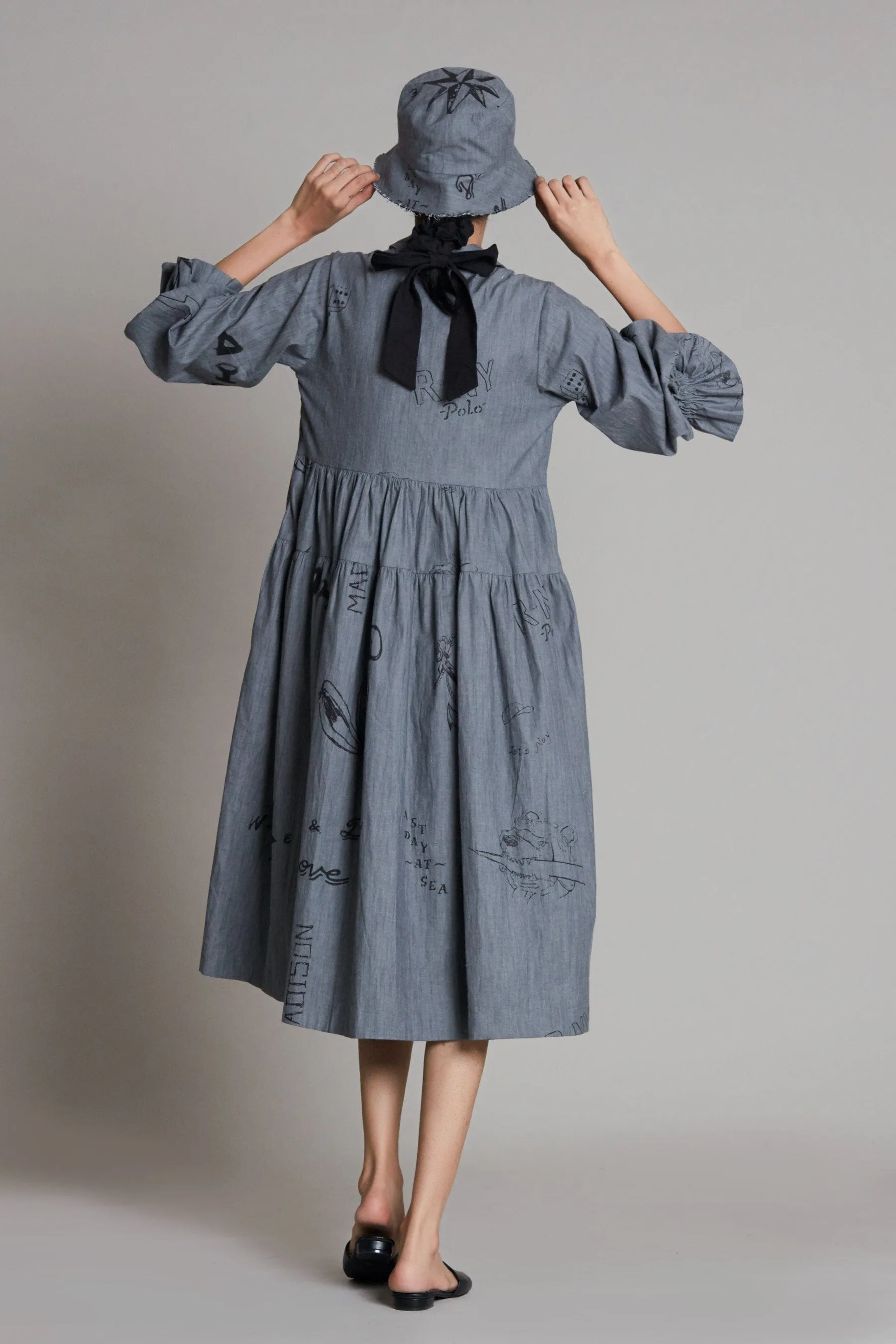 Grey Denim Tiered Dress