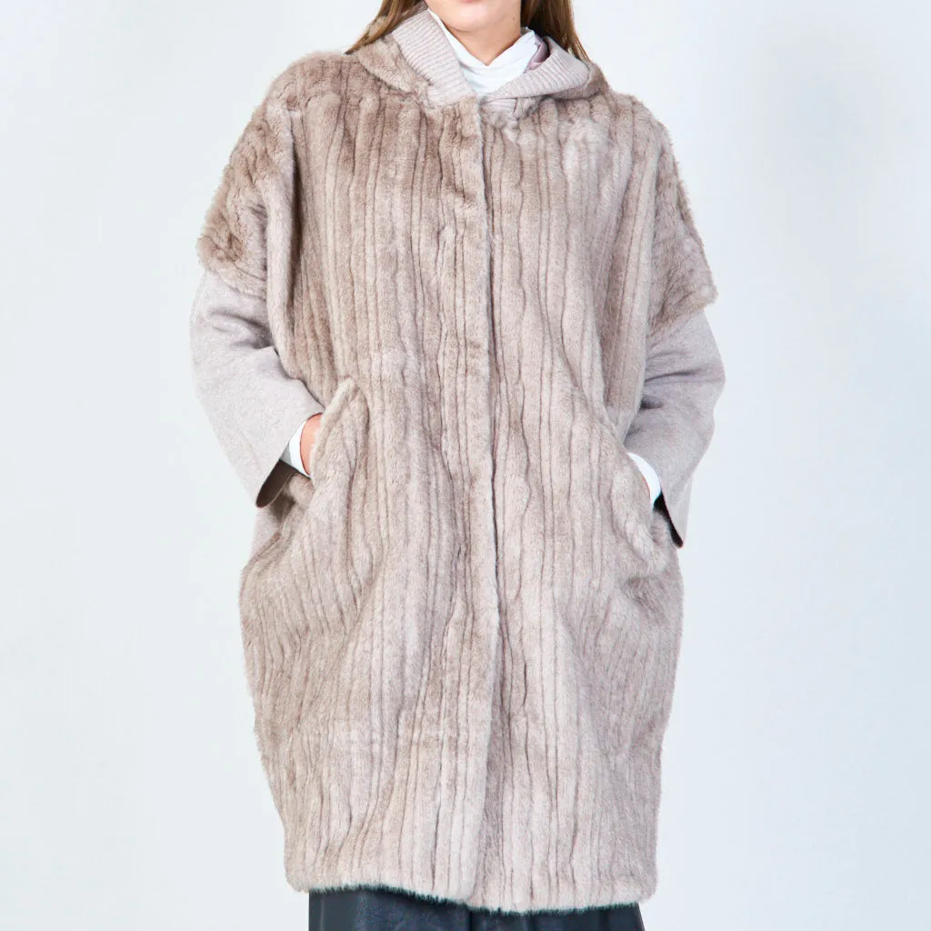 Hooded faux fur coat wholesale