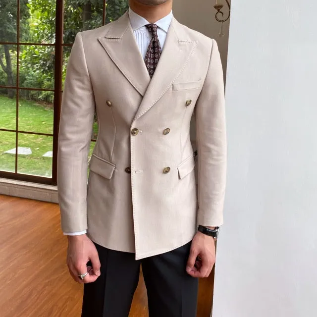 Italian Big Collar Gentleman Double Breasted Casual Suit