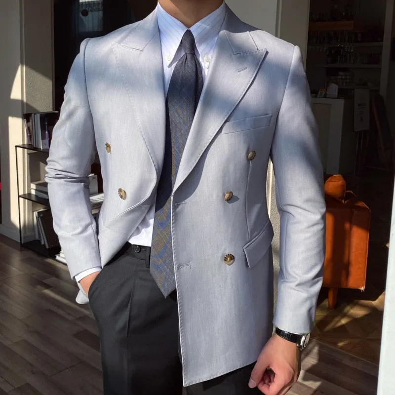 Italian Big Collar Gentleman Double Breasted Casual Suit