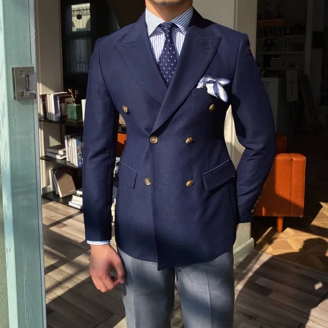 Italian Big Collar Gentleman Double Breasted Casual Suit