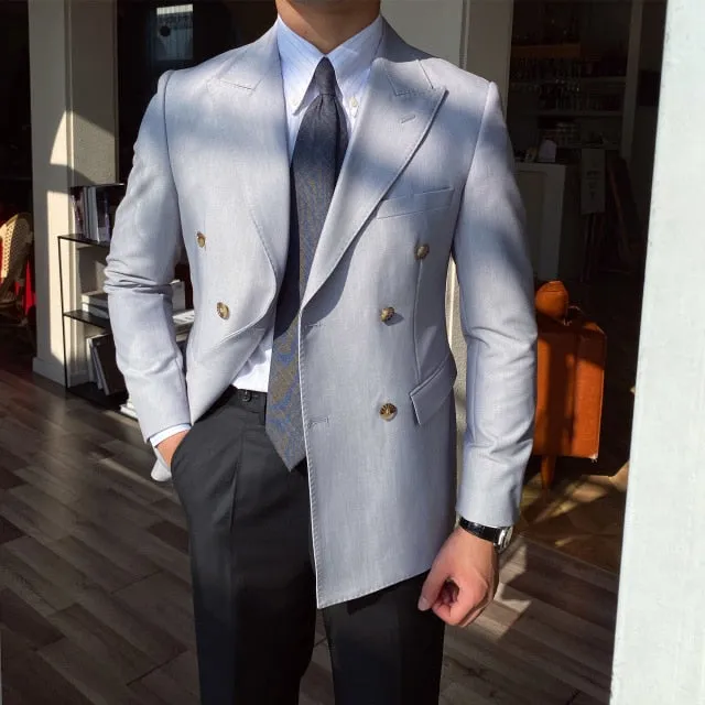 Italian Big Collar Gentleman Double Breasted Casual Suit