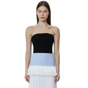 Knitted Paneled Gauze Pleated Dress