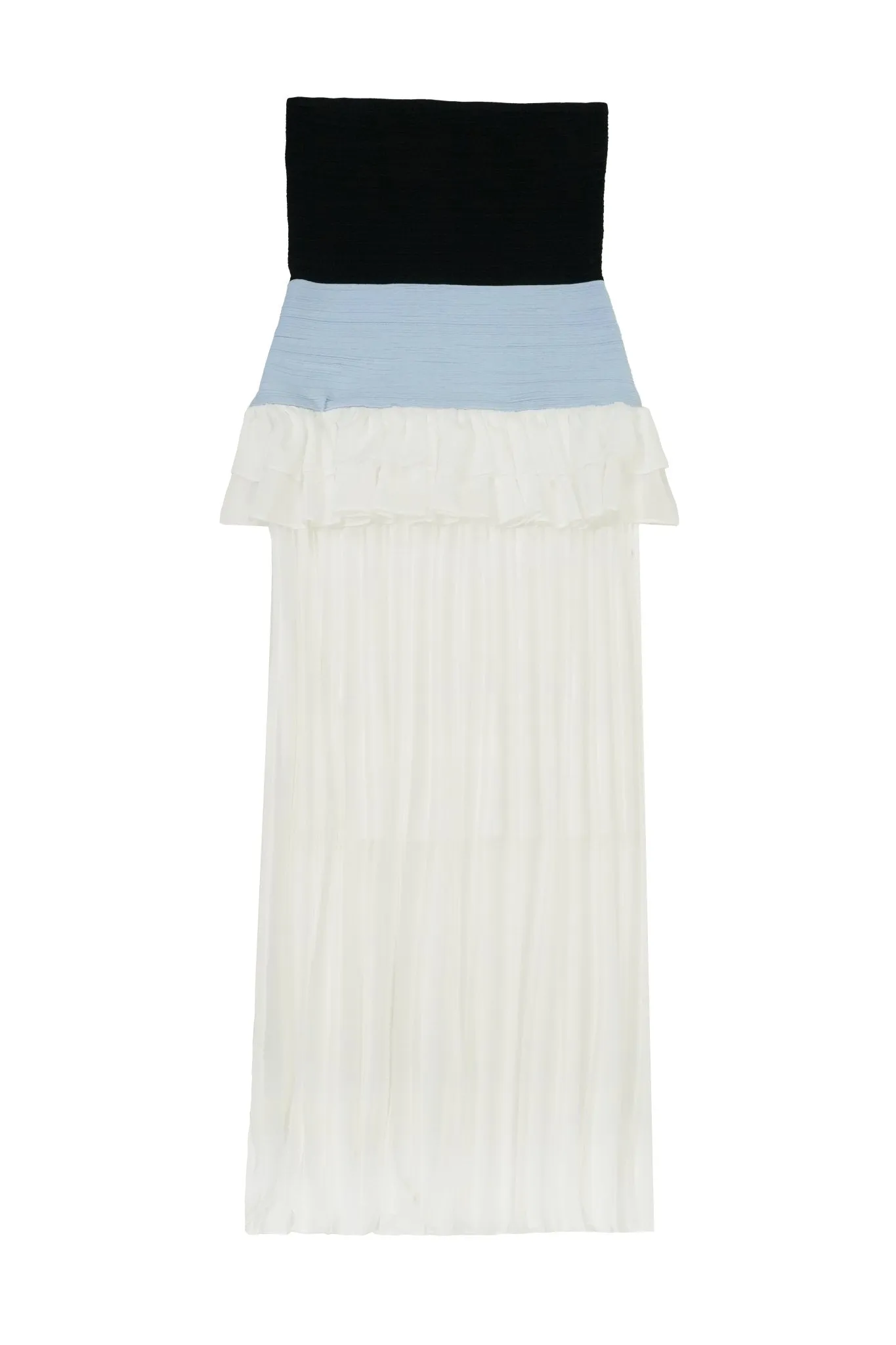 Knitted Paneled Gauze Pleated Dress