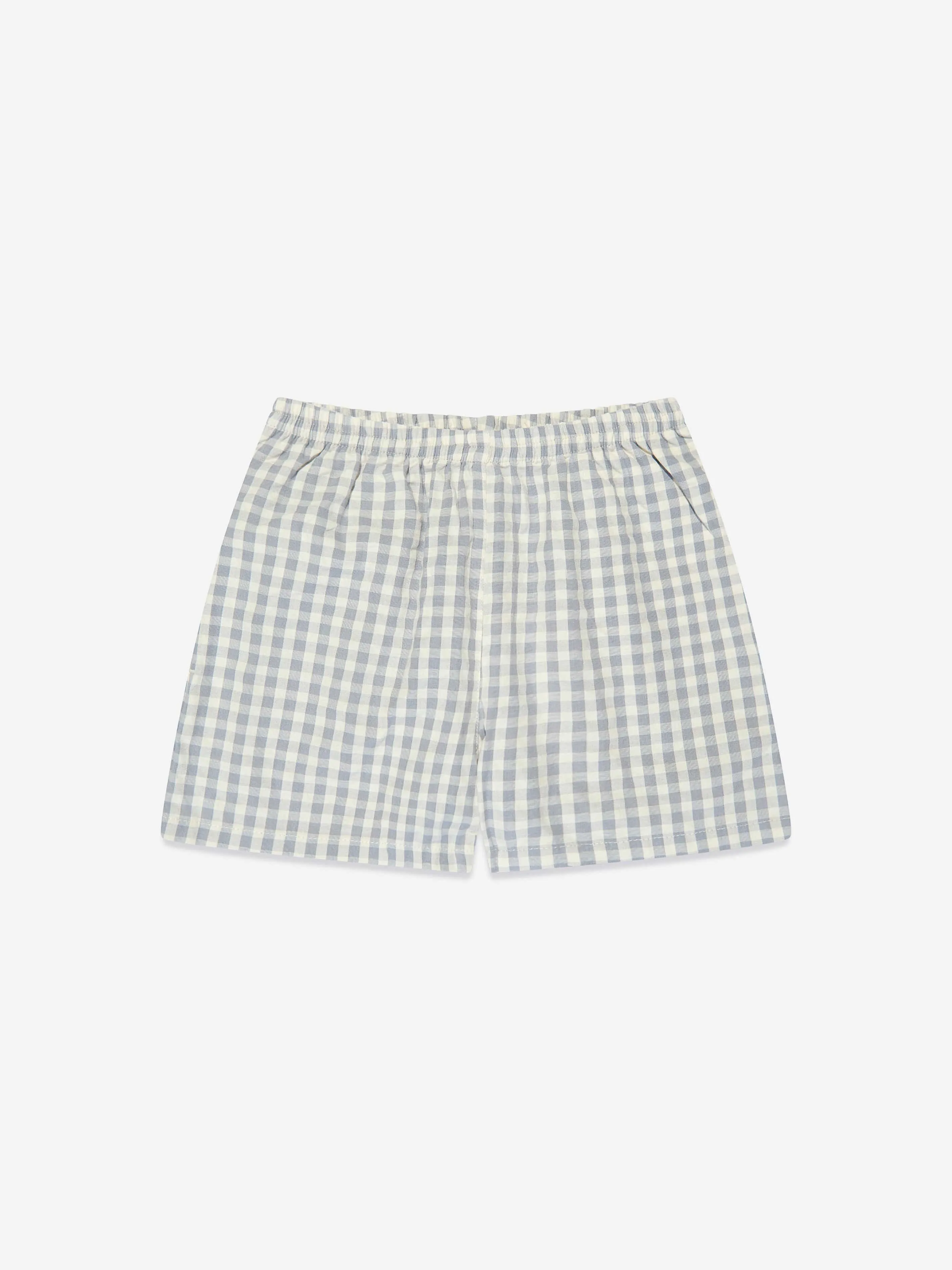 Konges Slojd Kids Organic Cotton Check Shorts in Grey