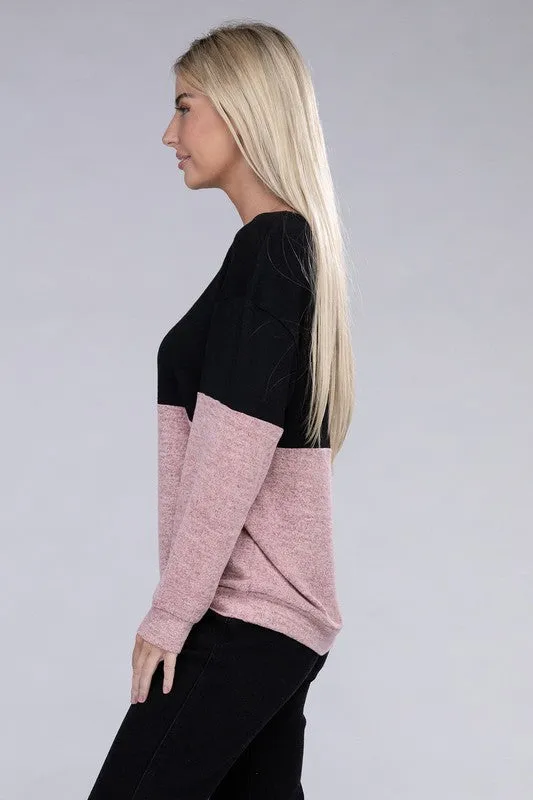 Lace Up V Neck Long Sleeve Top