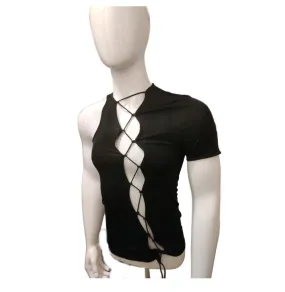 Mens Lace Up Front Tee