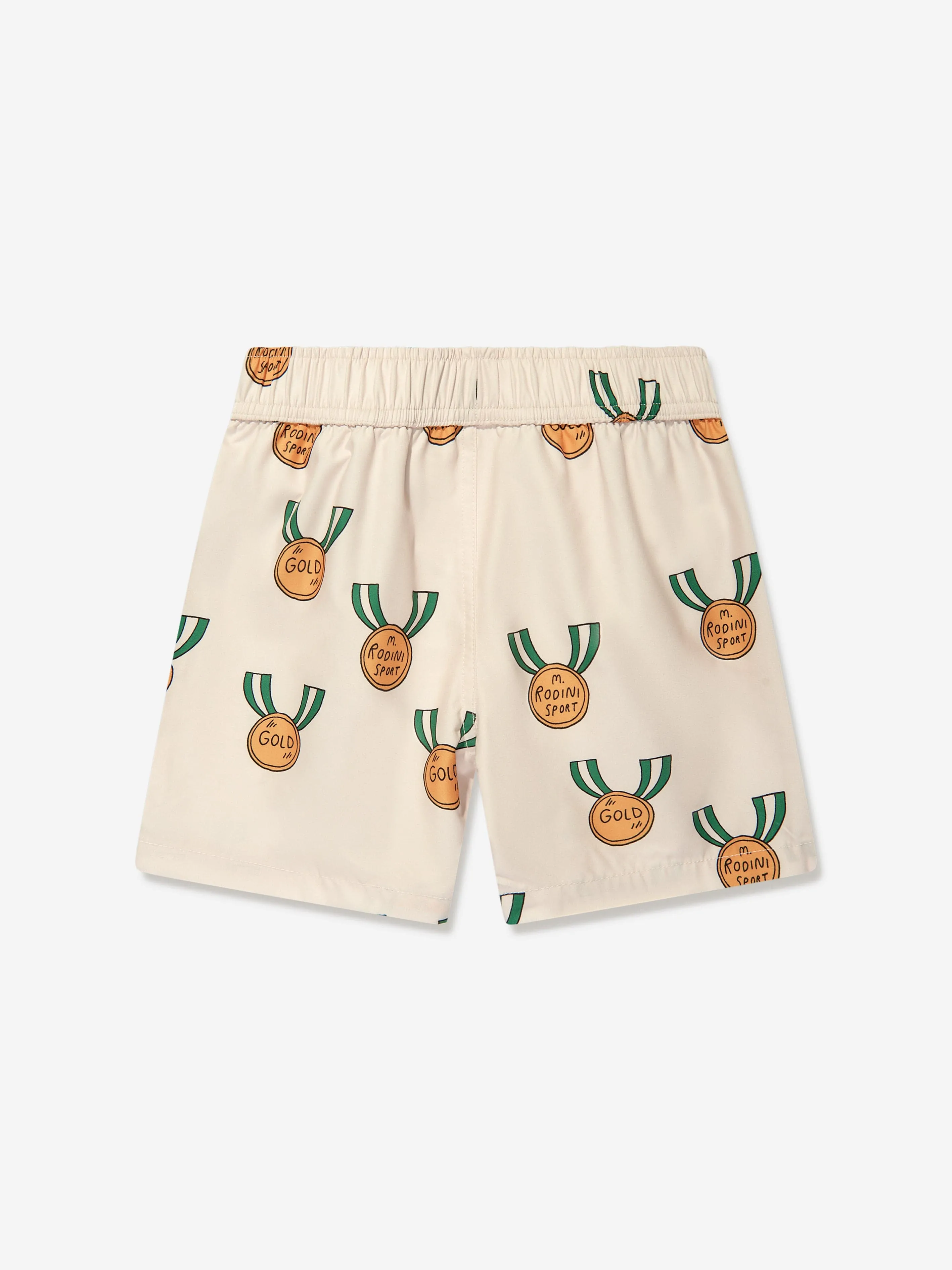 Mini Rodini Boys Medals Print Swim Shorts in Ivory