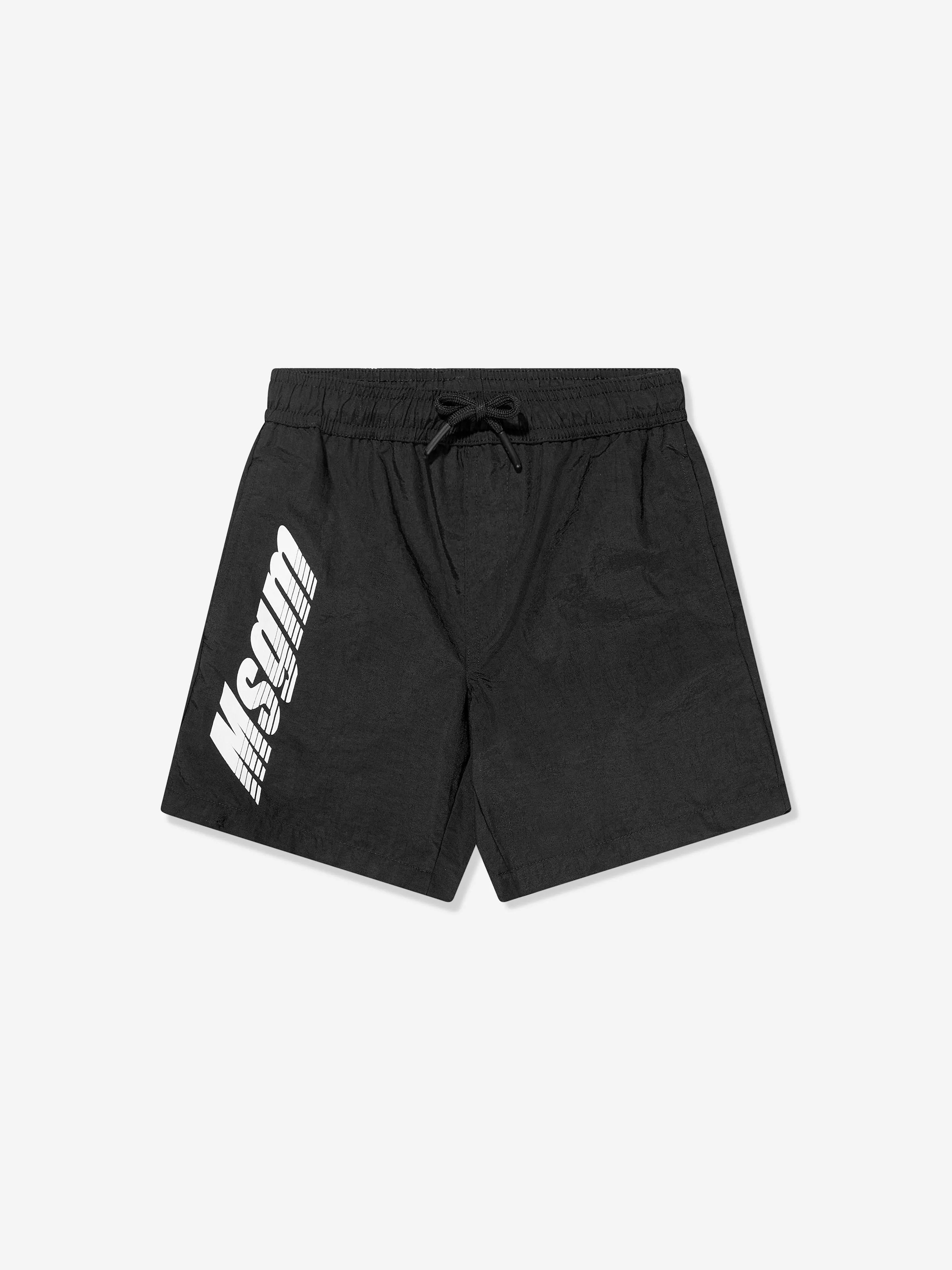 MSGM Boys Logo Swim Shorts in Black