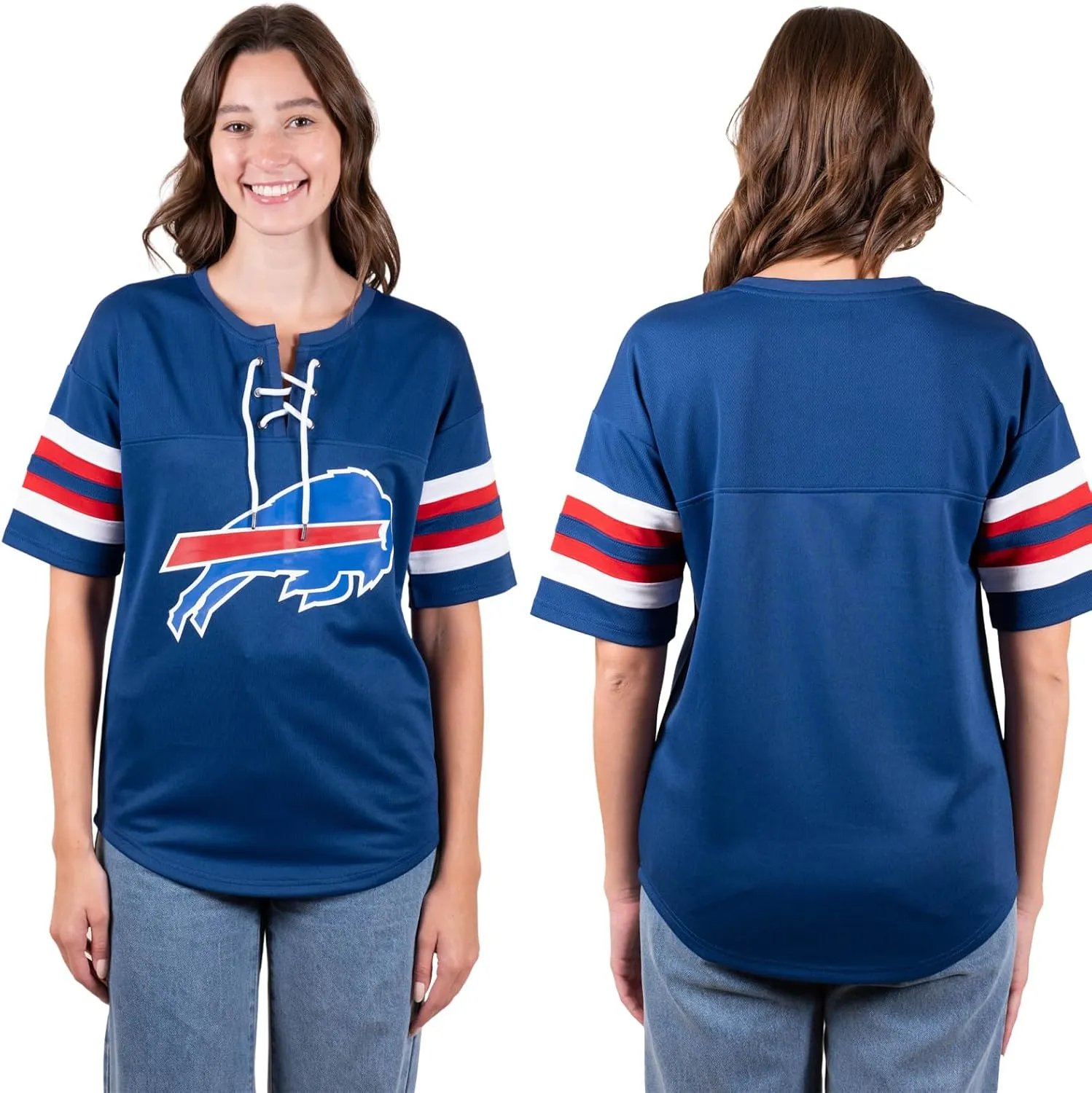 NFL  Womens Standard Lace Up Tee Shirt Penalty Box|Buffalo Bills