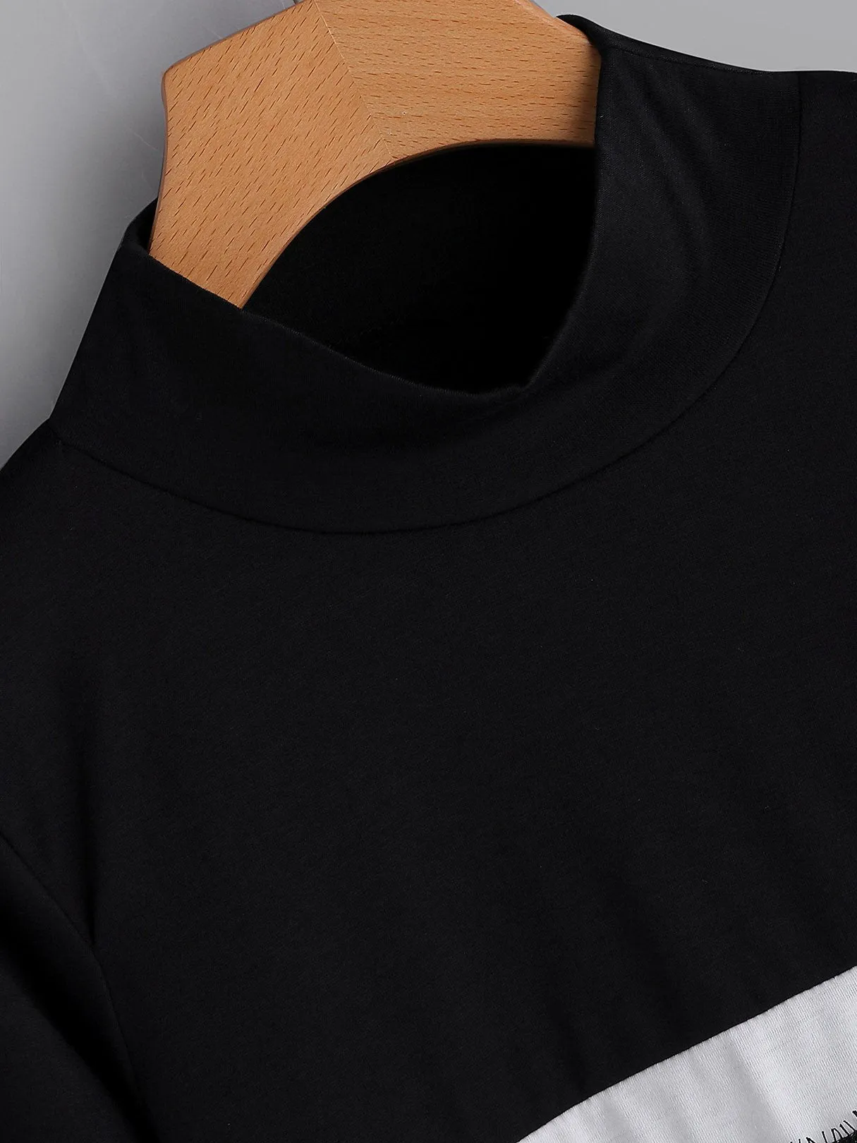 OEM ODM Perkins Collar Lace Long Sleeve Black T-Shirts