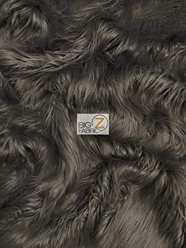 Pewter Solid Gorilla Animal Long Pile Faux Fur Fabric / Sold By The Yard