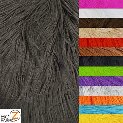 Pewter Solid Gorilla Animal Long Pile Faux Fur Fabric / Sold By The Yard