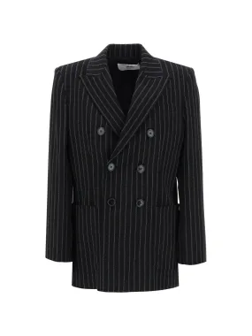 Pinstriped Wool Crepe Blazer